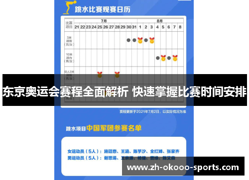 东京奥运会赛程全面解析 快速掌握比赛时间安排